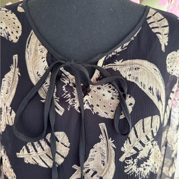 Hale Bob Beige Black Silk Tulle Top Blouse Sample size = small - Picture 2 of 8